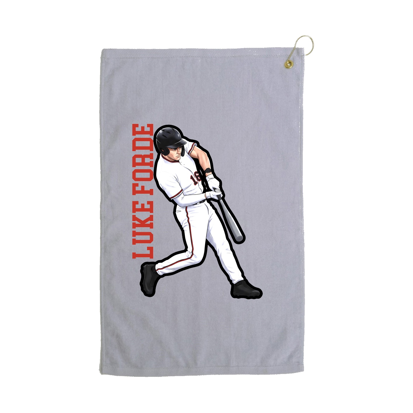 Golf Towel — Name Vertical in Grey