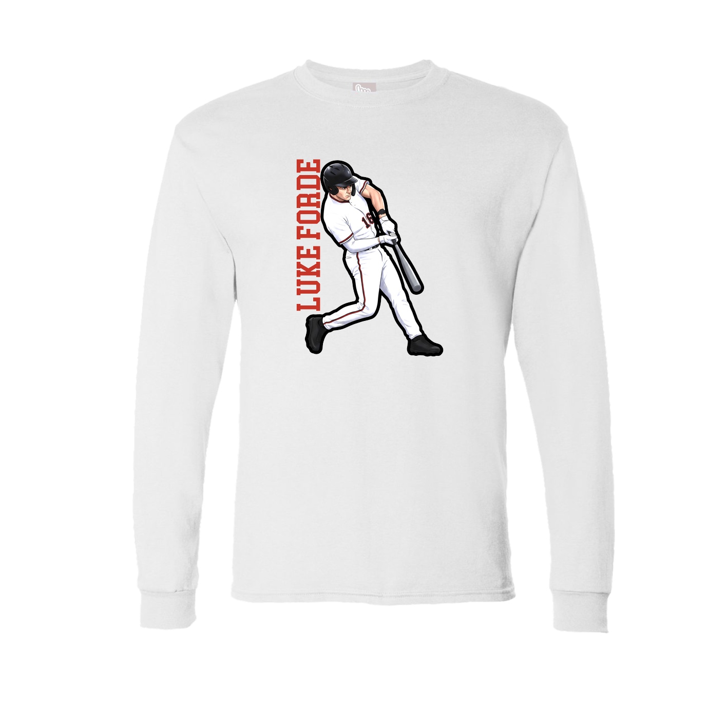 Long Sleeve Tee — Name Vertical in White