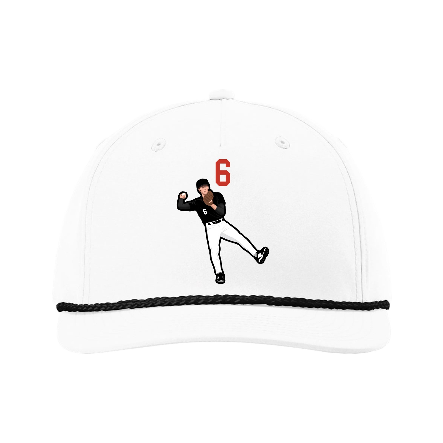 Five-Panel Classic Rope Cap — Number Top in White