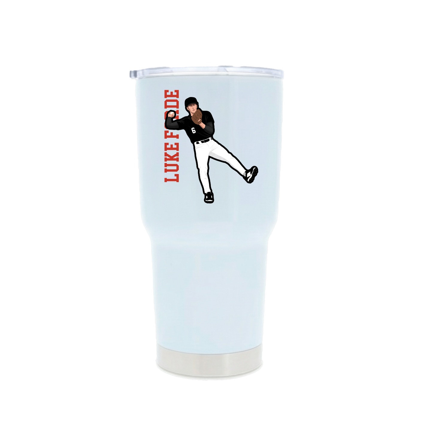 30oz Stainless Steel Tumbler — Name Vertical in White