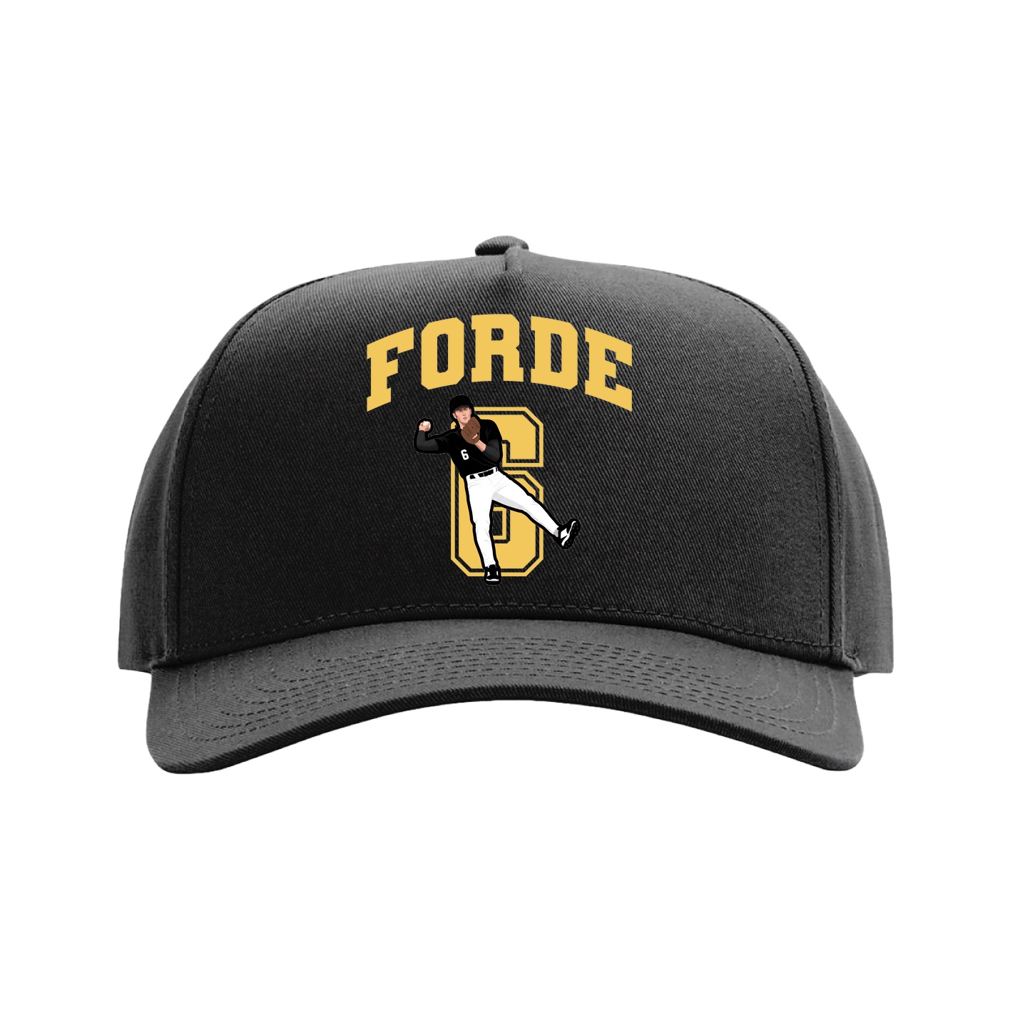 Full Fabric Five-Panel Champ Cap — Number in Black