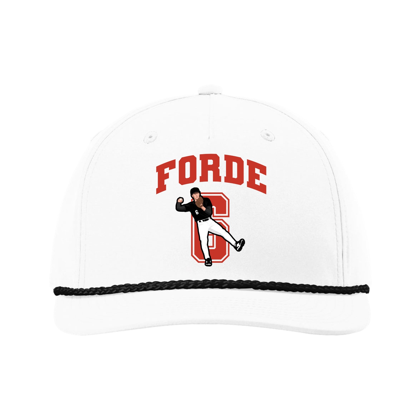 Five-Panel Classic Rope Cap — Number in White