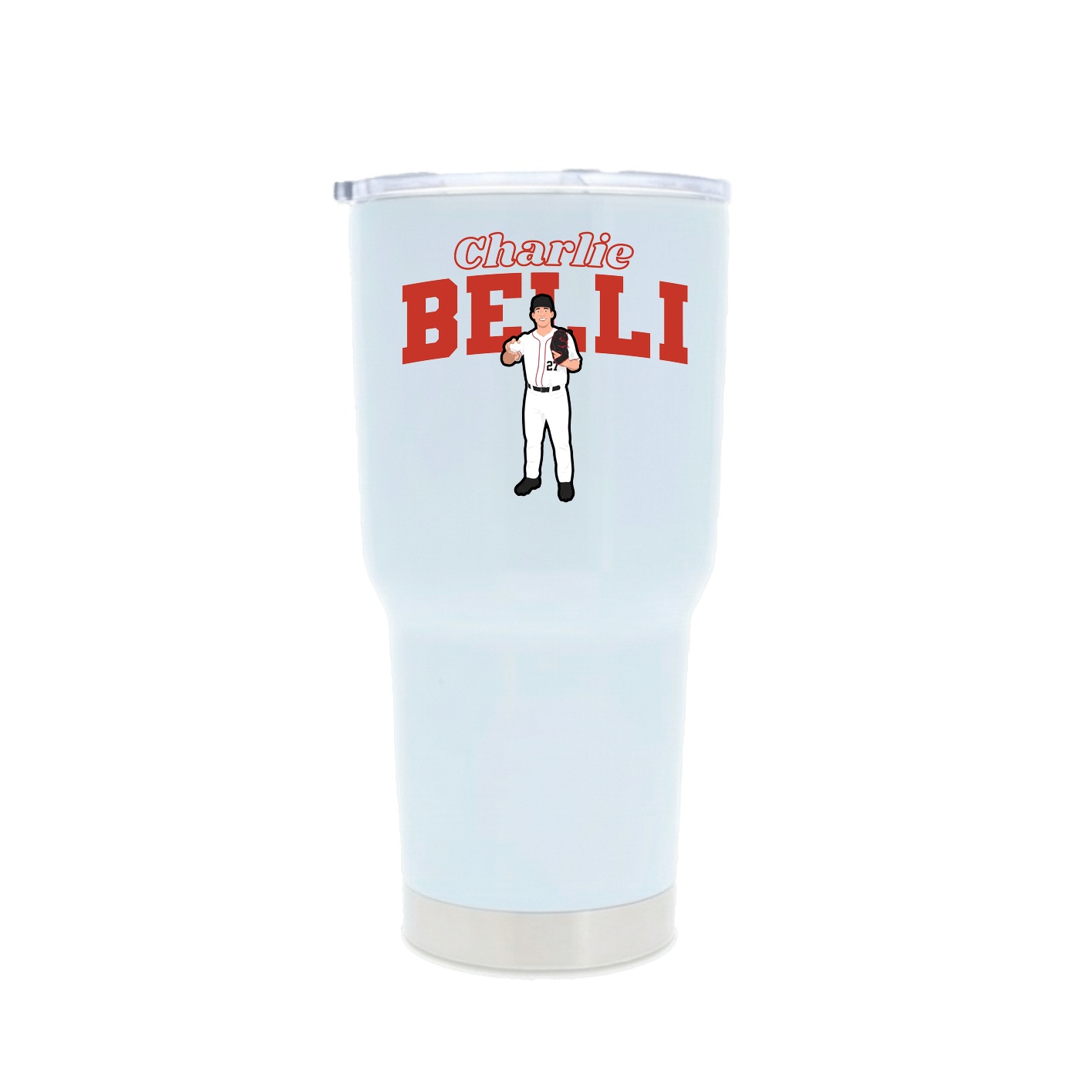 30oz Stainless Steel Tumbler — Name Arch in White