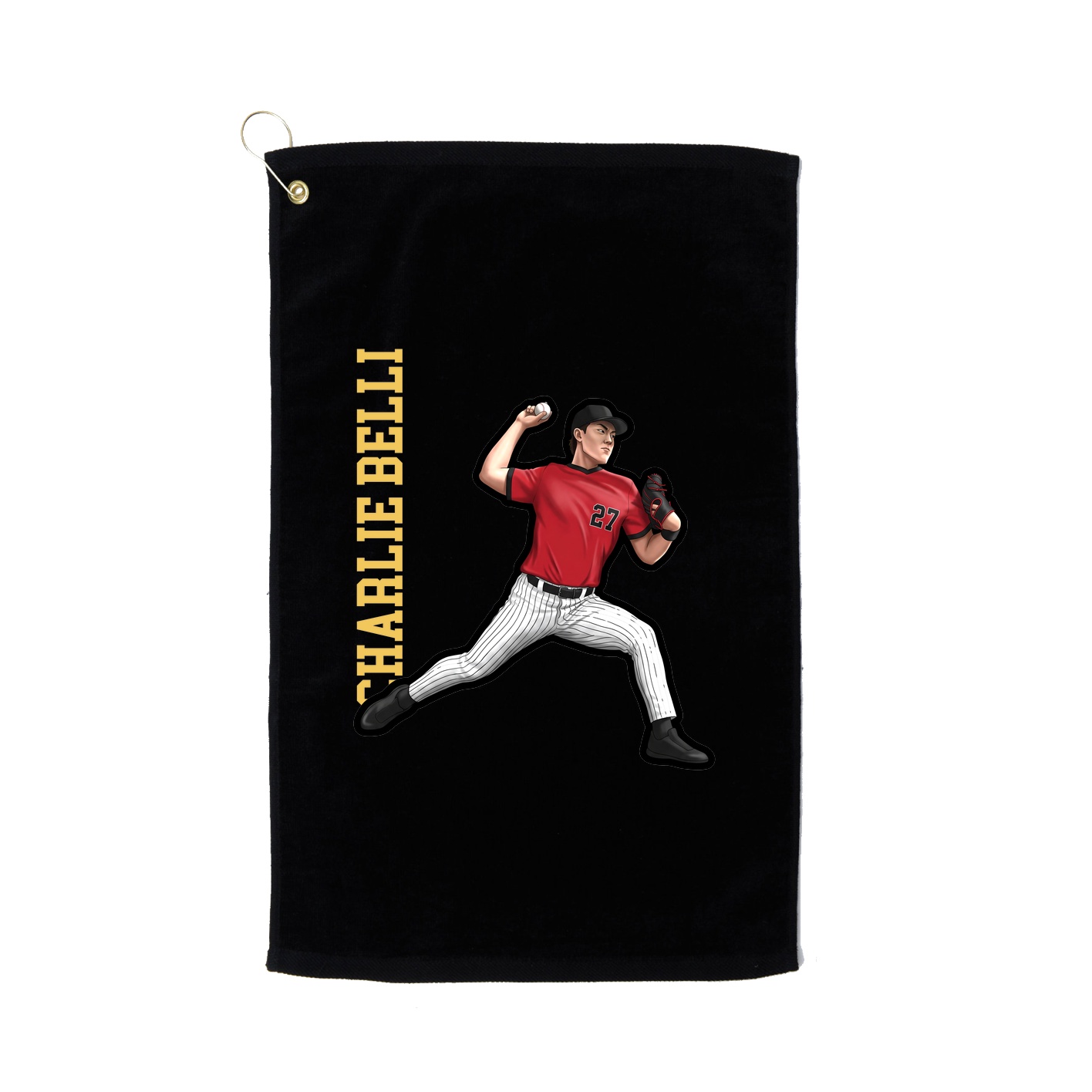 Golf Towel — Name Vertical in Black