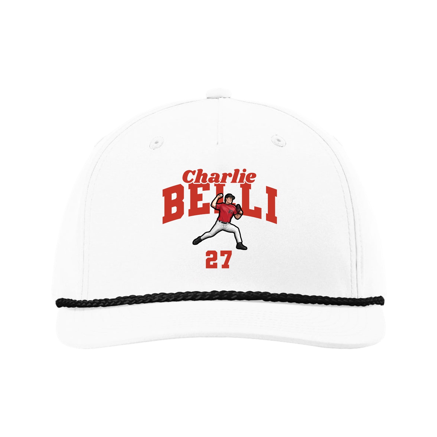 Five-Panel Classic Rope Cap — Signature Arch in White