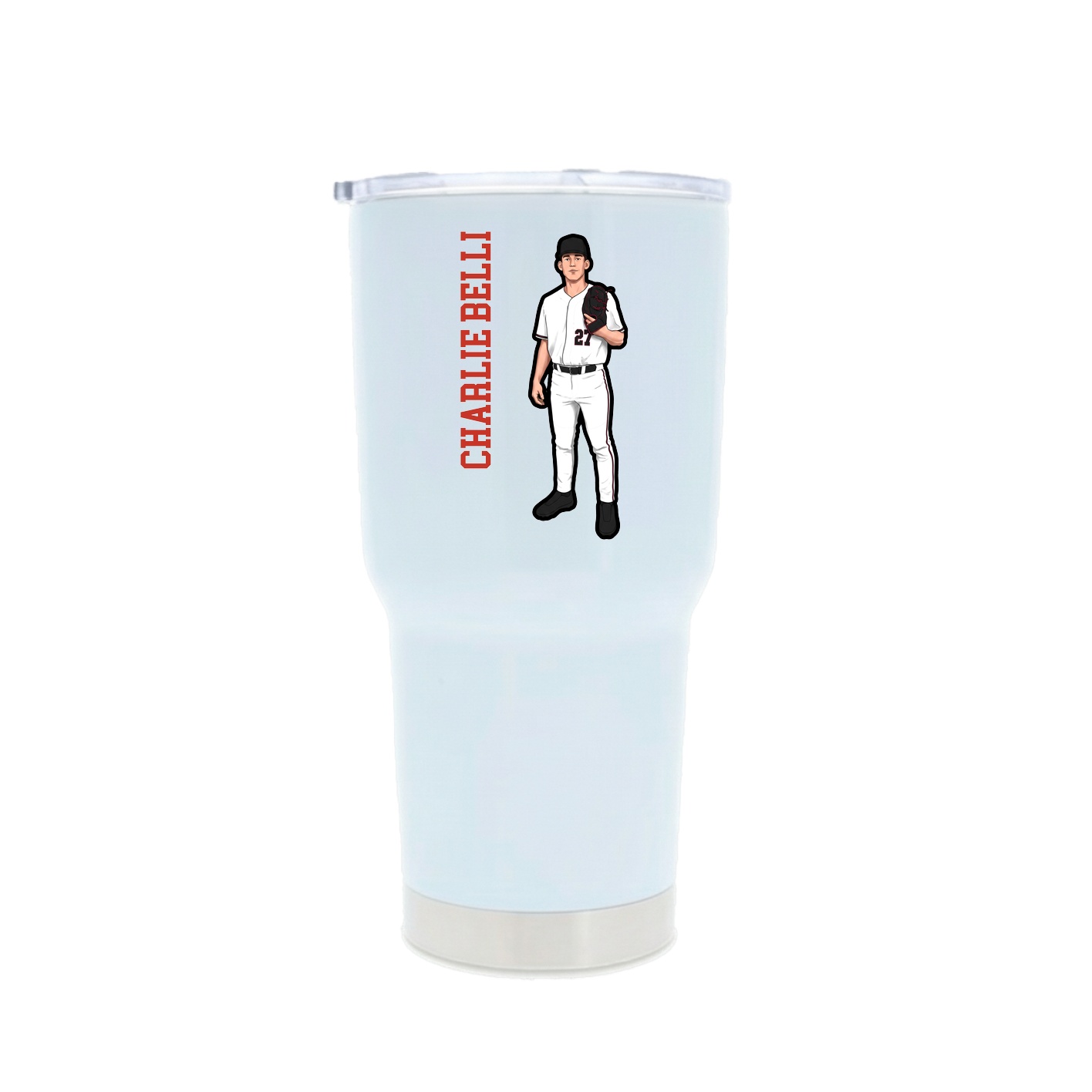 30oz Stainless Steel Tumbler — Name Vertical in White