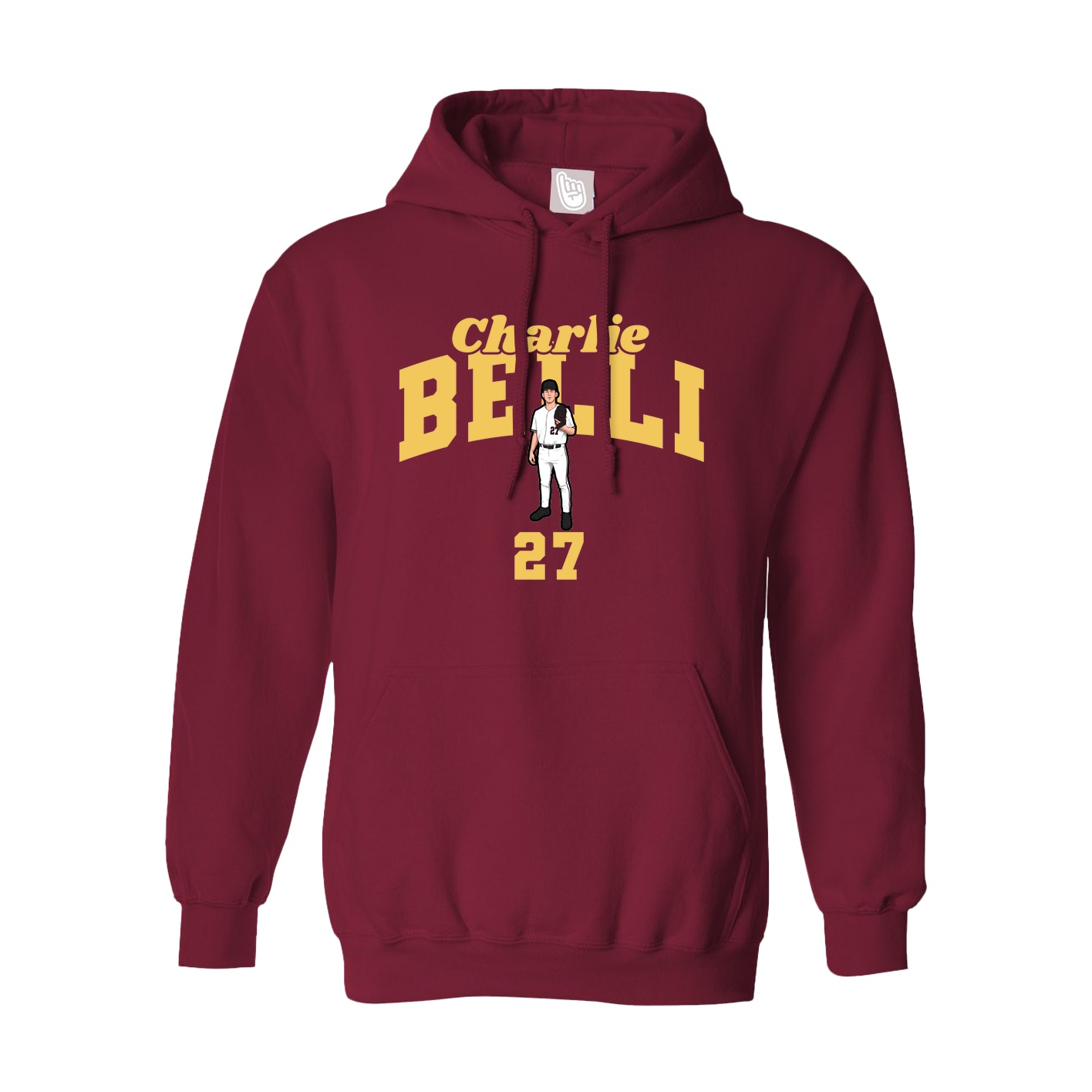 Hoodie — Signature Arch in Cardinal