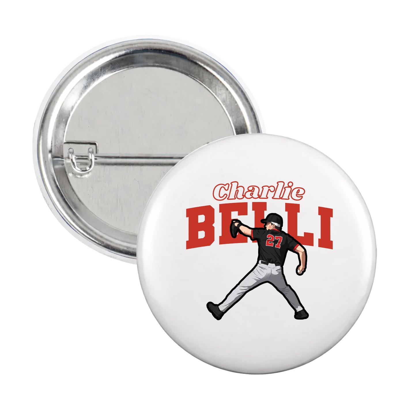 Game Day Button — Name Arch in White
