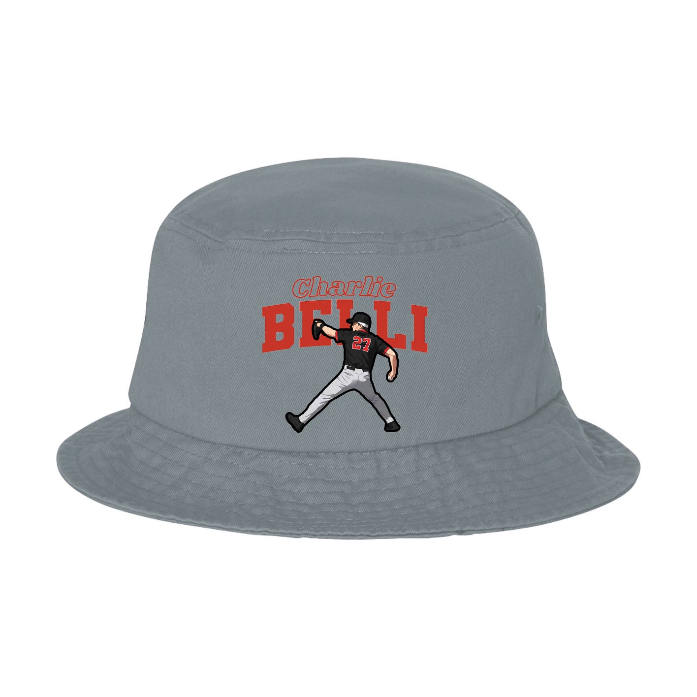 Bucket Cap — Name Arch in Grey