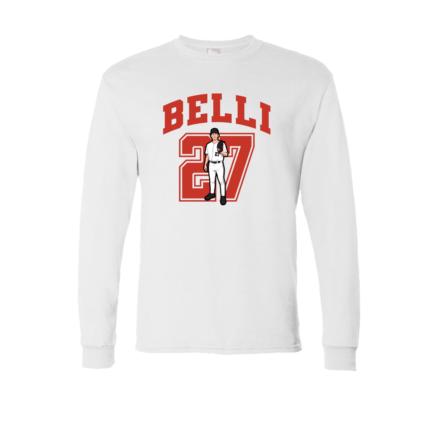 Long Sleeve Tee — Number in White