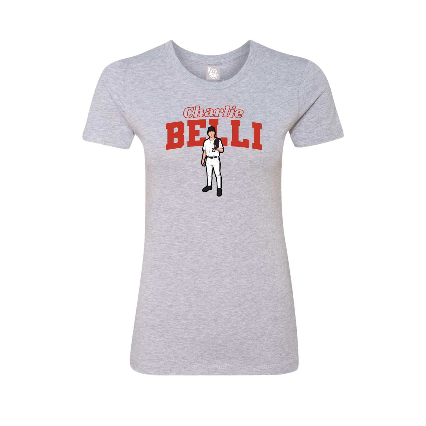 Fitted Women's Tee — Name Arch in Grey
