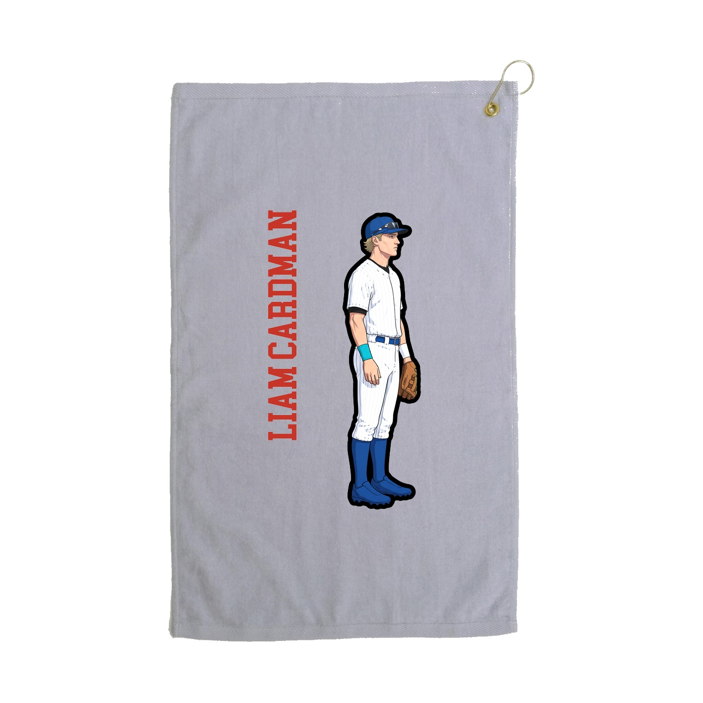 Golf Towel — Name Vertical in Grey