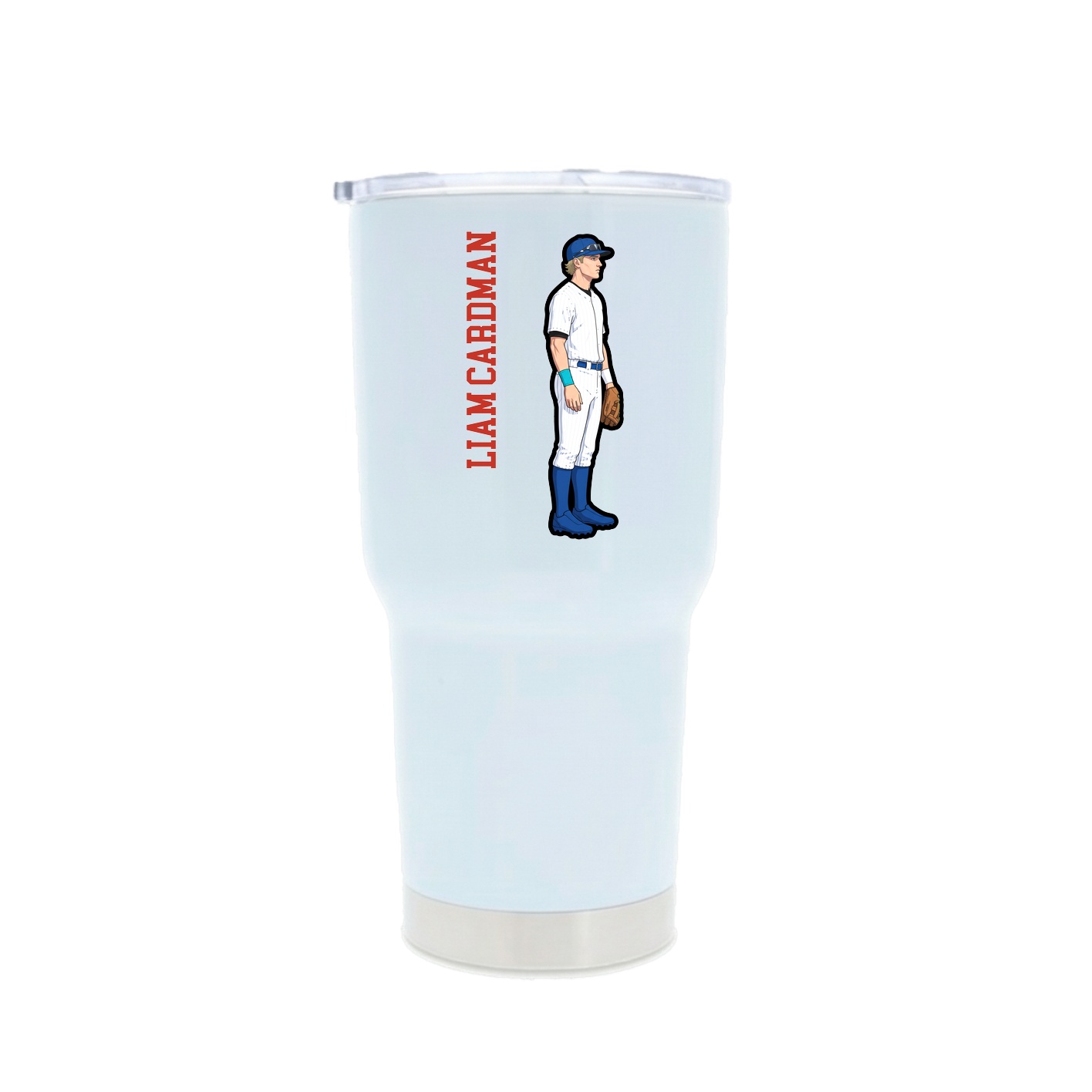 30oz Stainless Steel Tumbler — Name Vertical in White