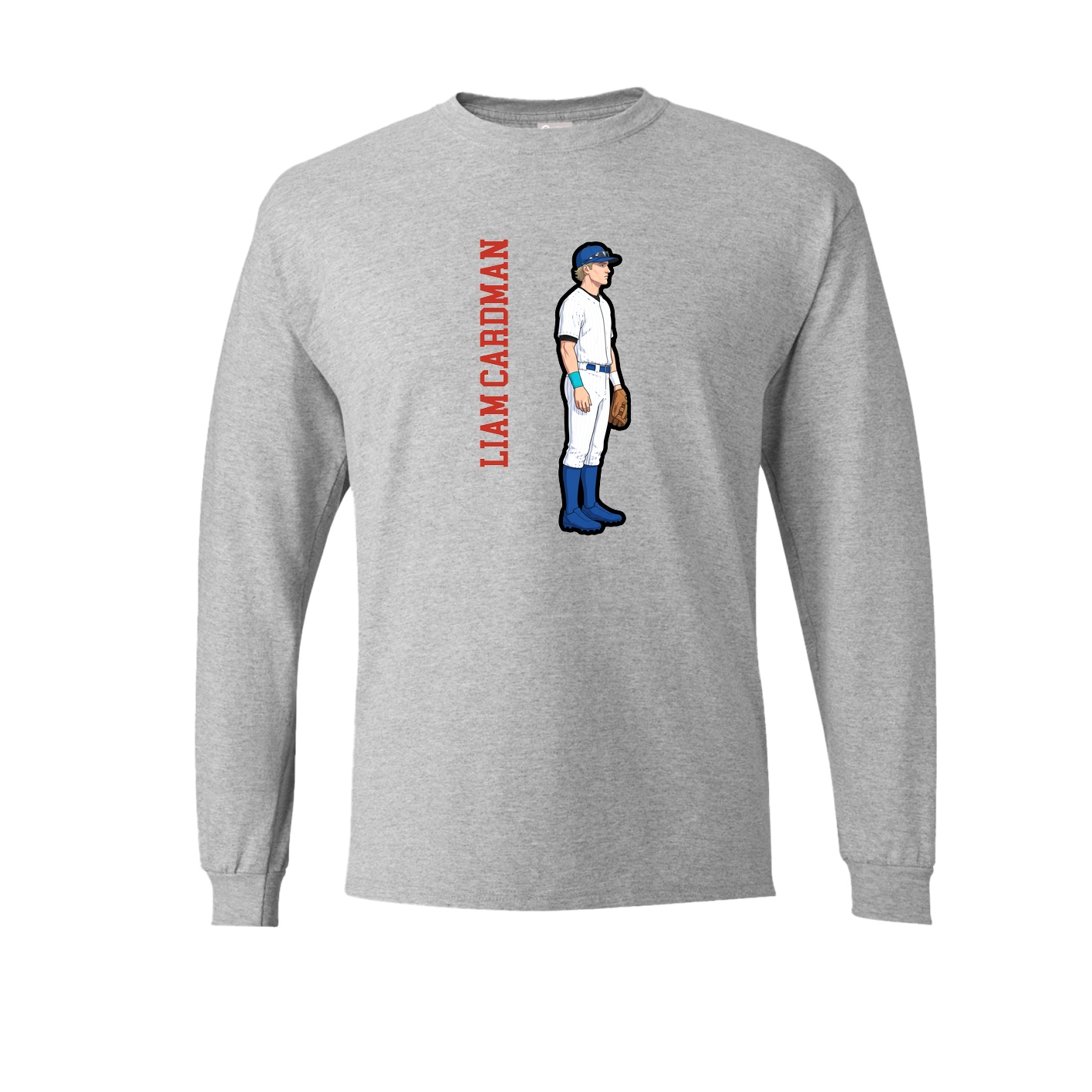 Long Sleeve Tee — Name Vertical in Grey