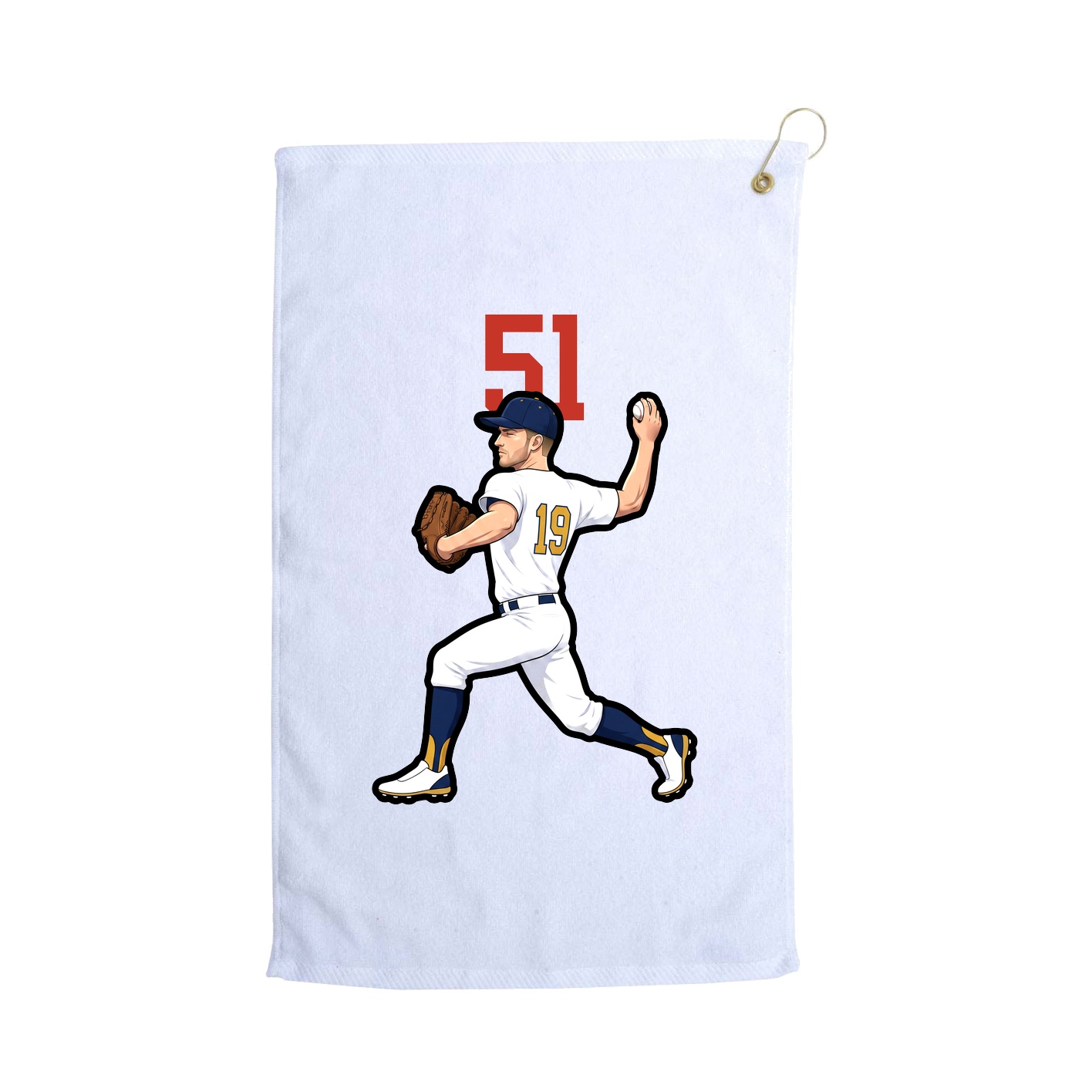 Golf Towel — Number Top in White