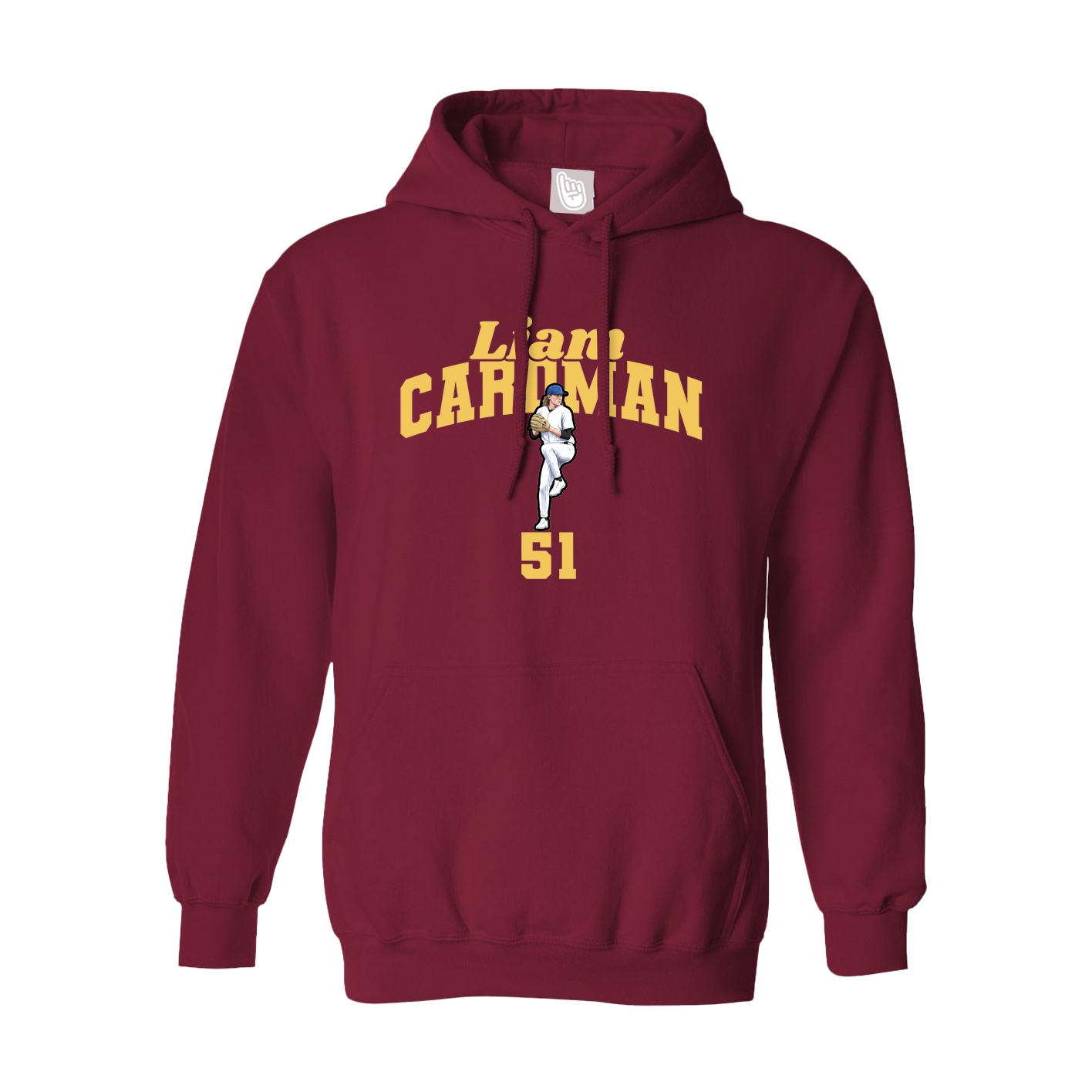 Hoodie — Signature Arch in Cardinal