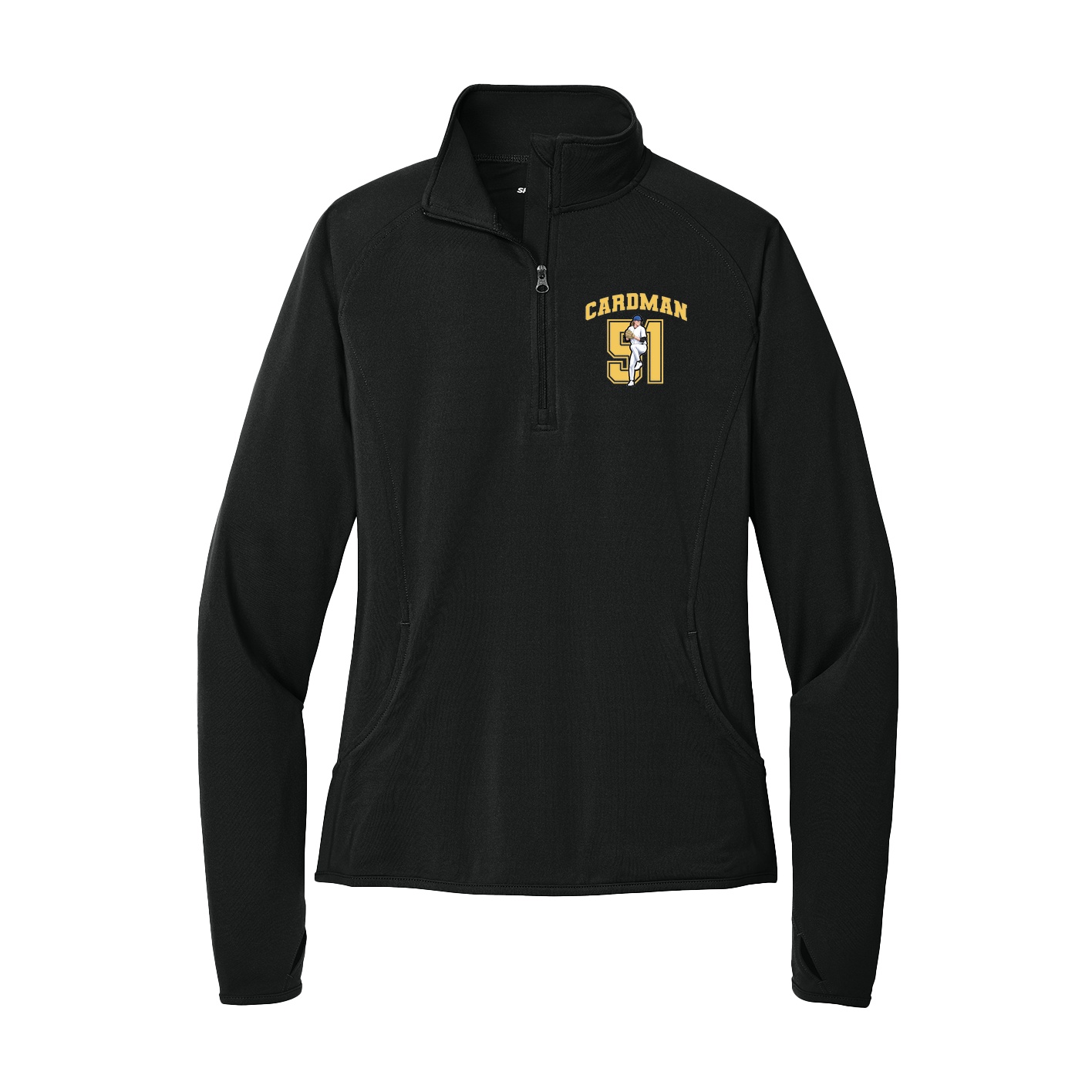 Women's Q-Zip Pullover — Number in Black
