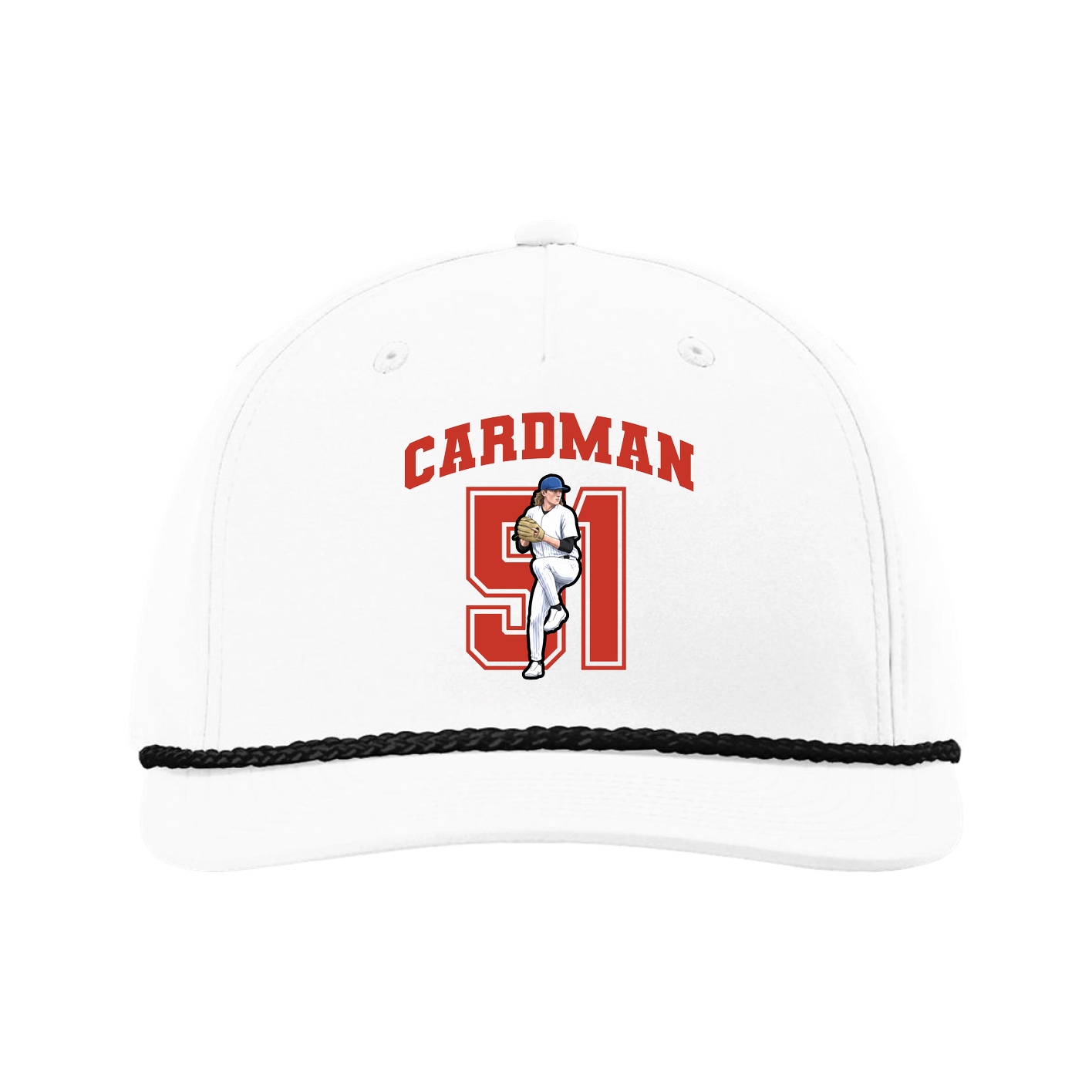 Five-Panel Classic Rope Cap — Number in White