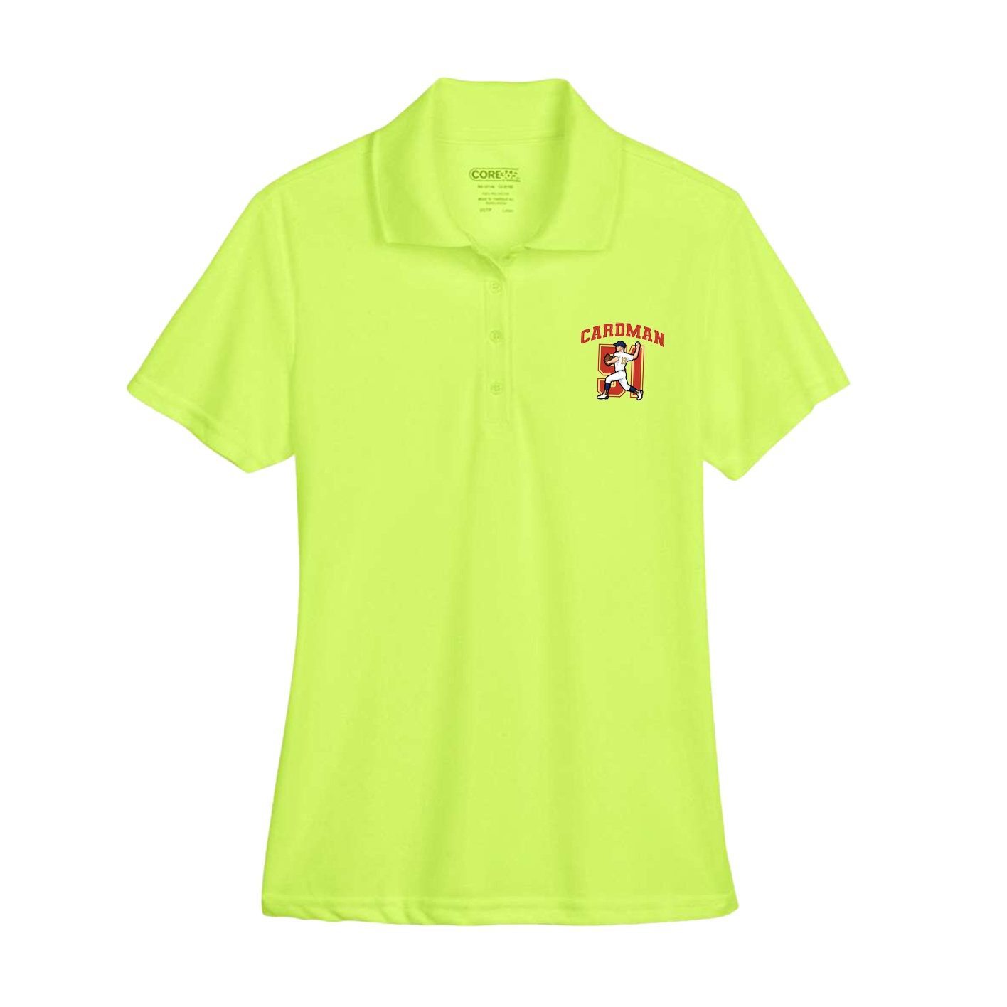 Womens Performance Polo — Number in Yellow