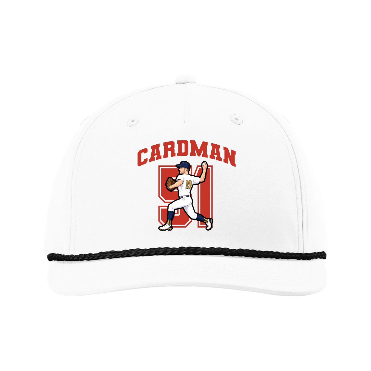 Five-Panel Classic Rope Cap — Number in White