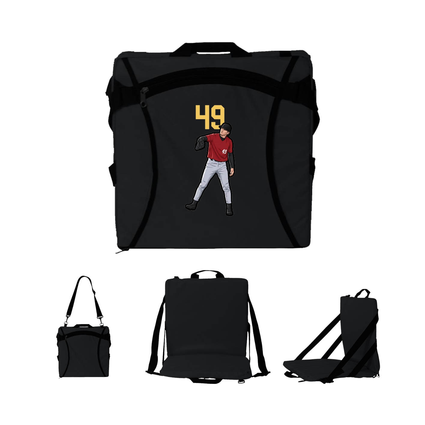 Folding Stadium Seat — Number Top in Black