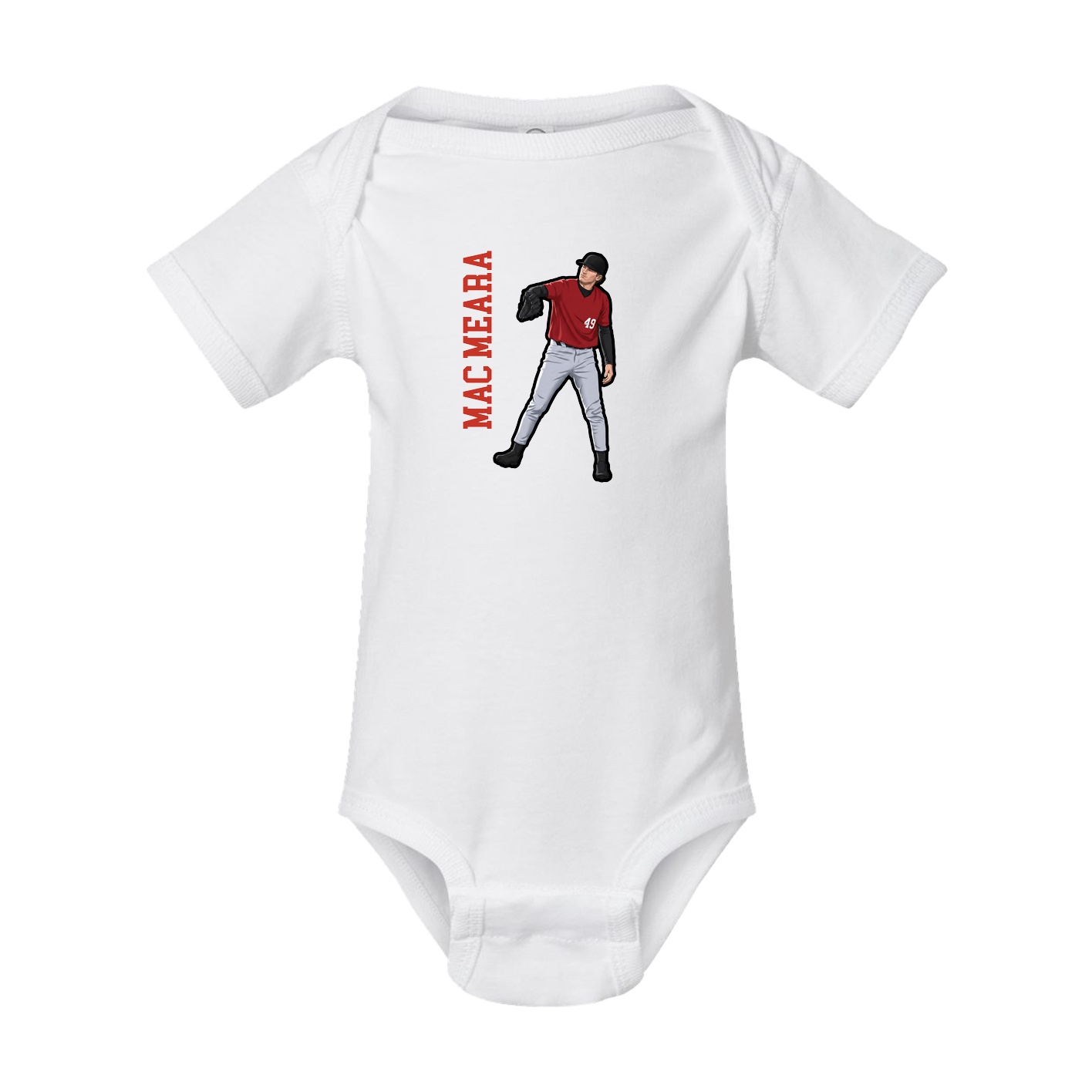 Baby Onesie — Name Vertical in White