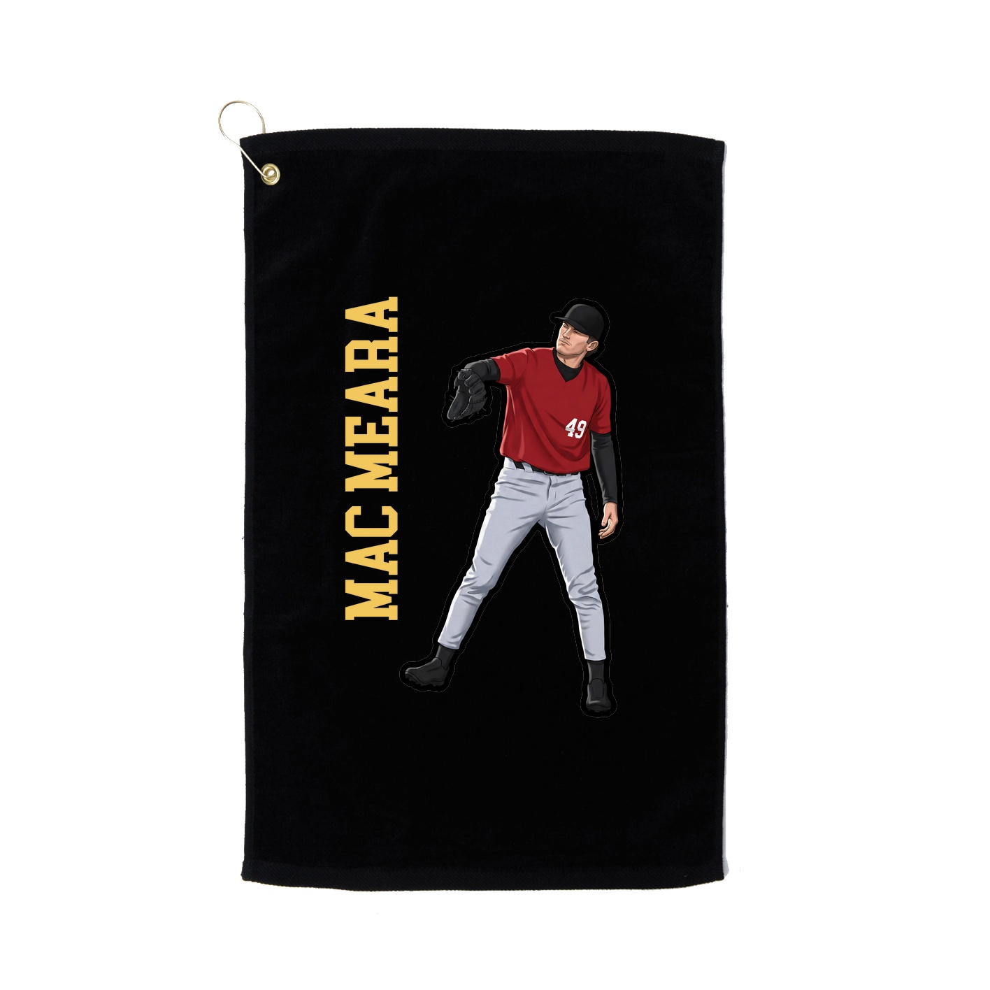 Golf Towel — Name Vertical in Black