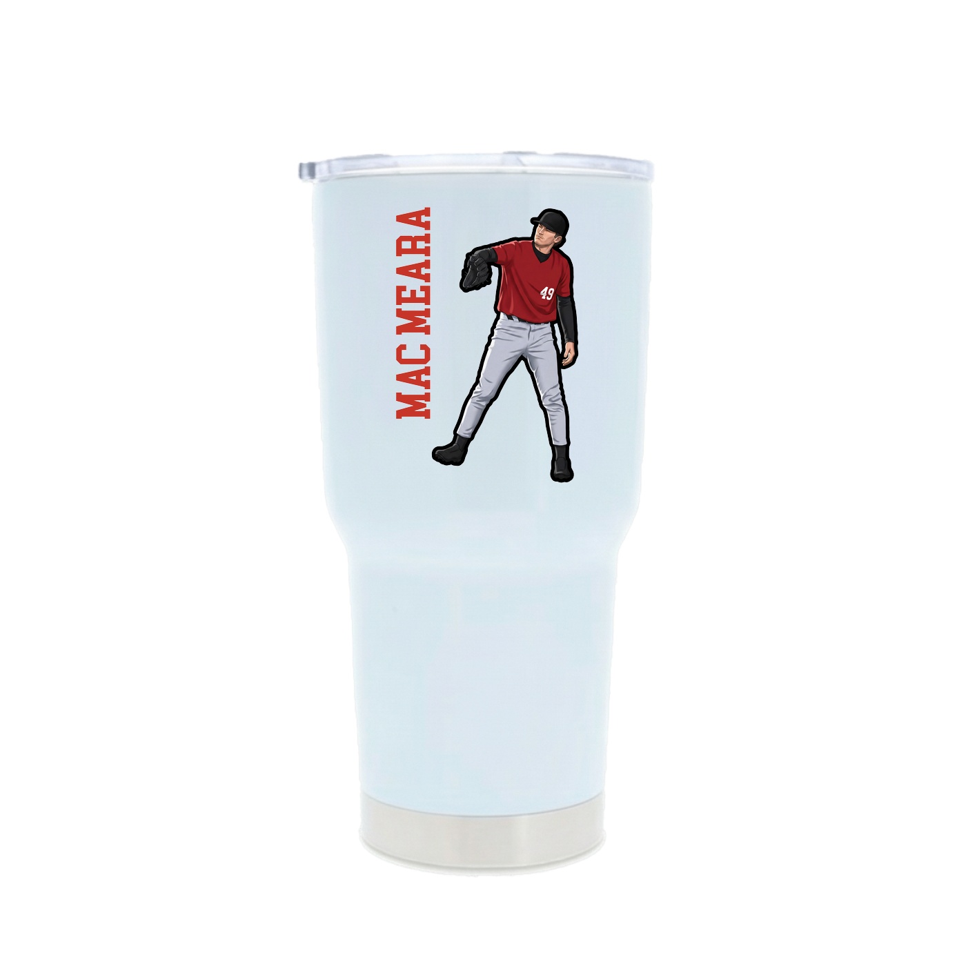 30oz Stainless Steel Tumbler — Name Vertical in White