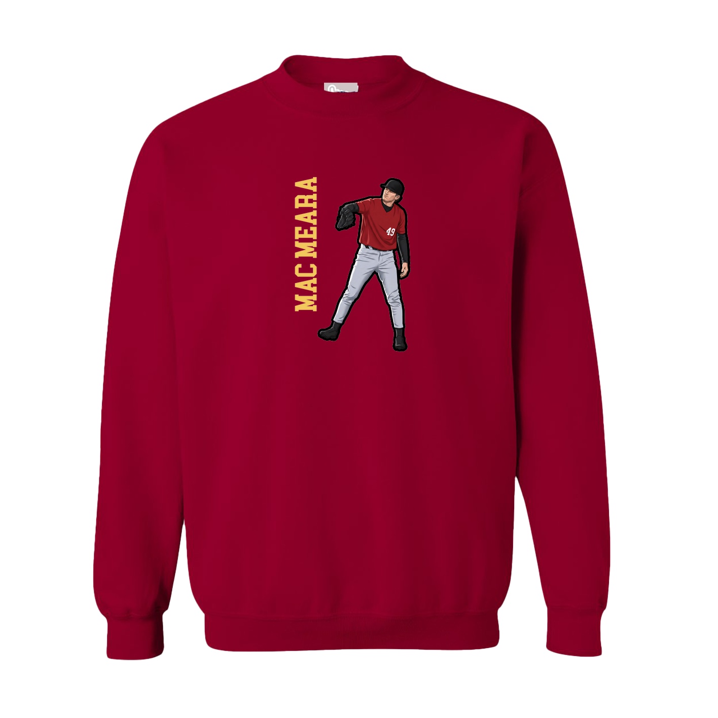 Fleece Crew — Name Vertical in Cardinal