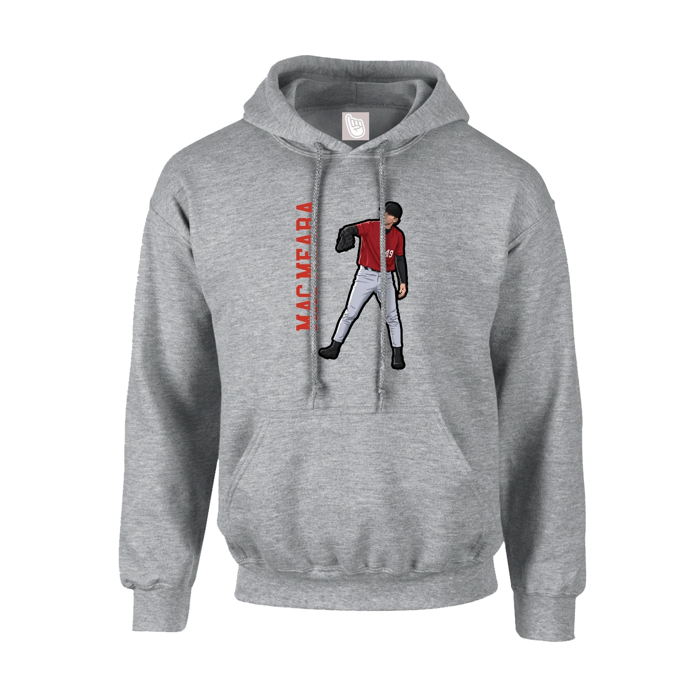 Youth Hoodie — Name Vertical in Grey