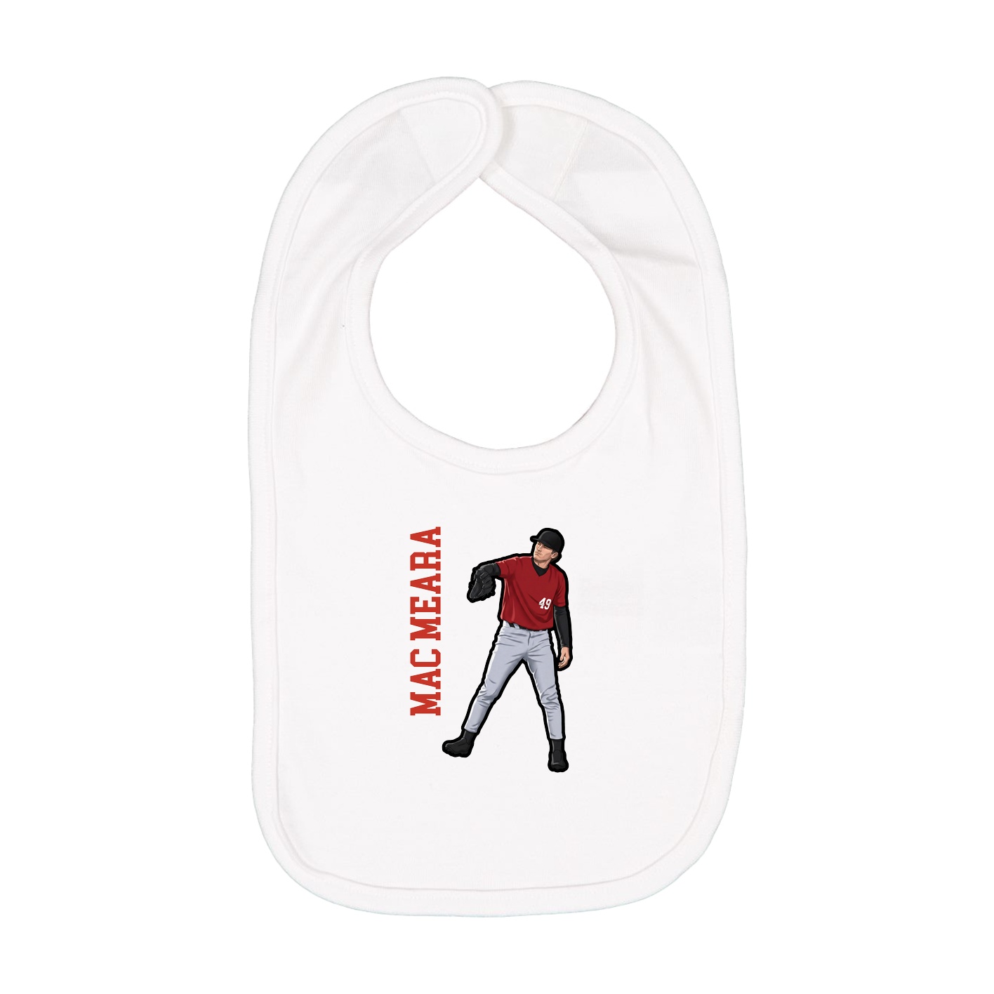 Infant Bib — Name Vertical in White