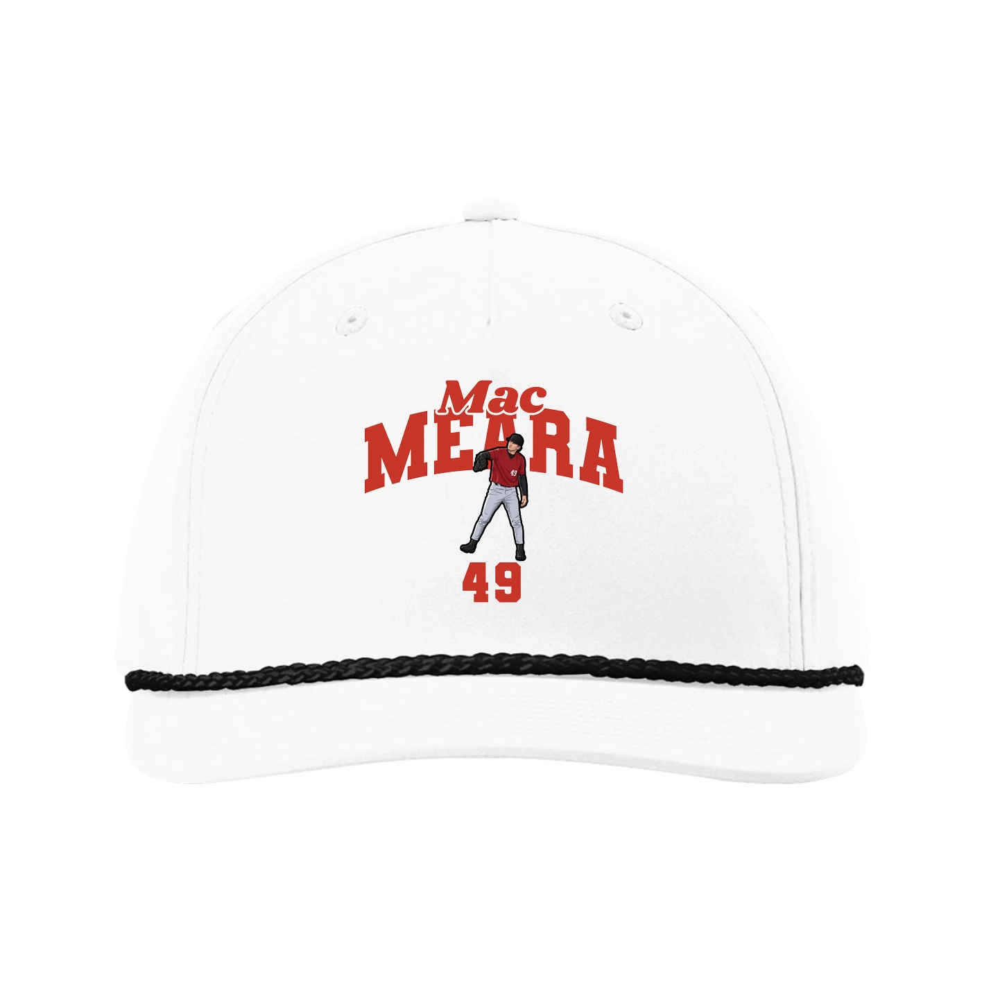 Five-Panel Classic Rope Cap — Signature Arch in White