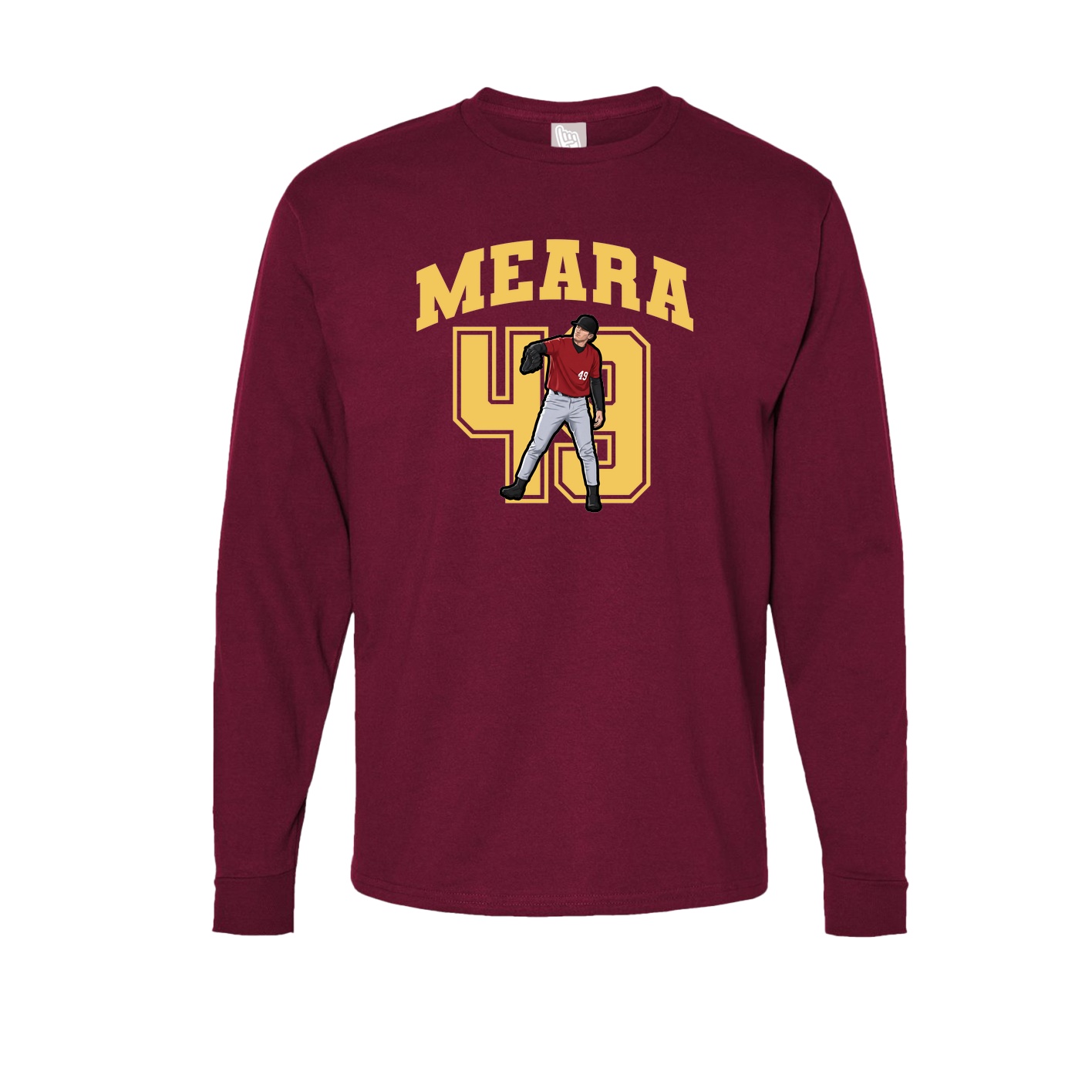 Long Sleeve Tee — Number in Cardinal