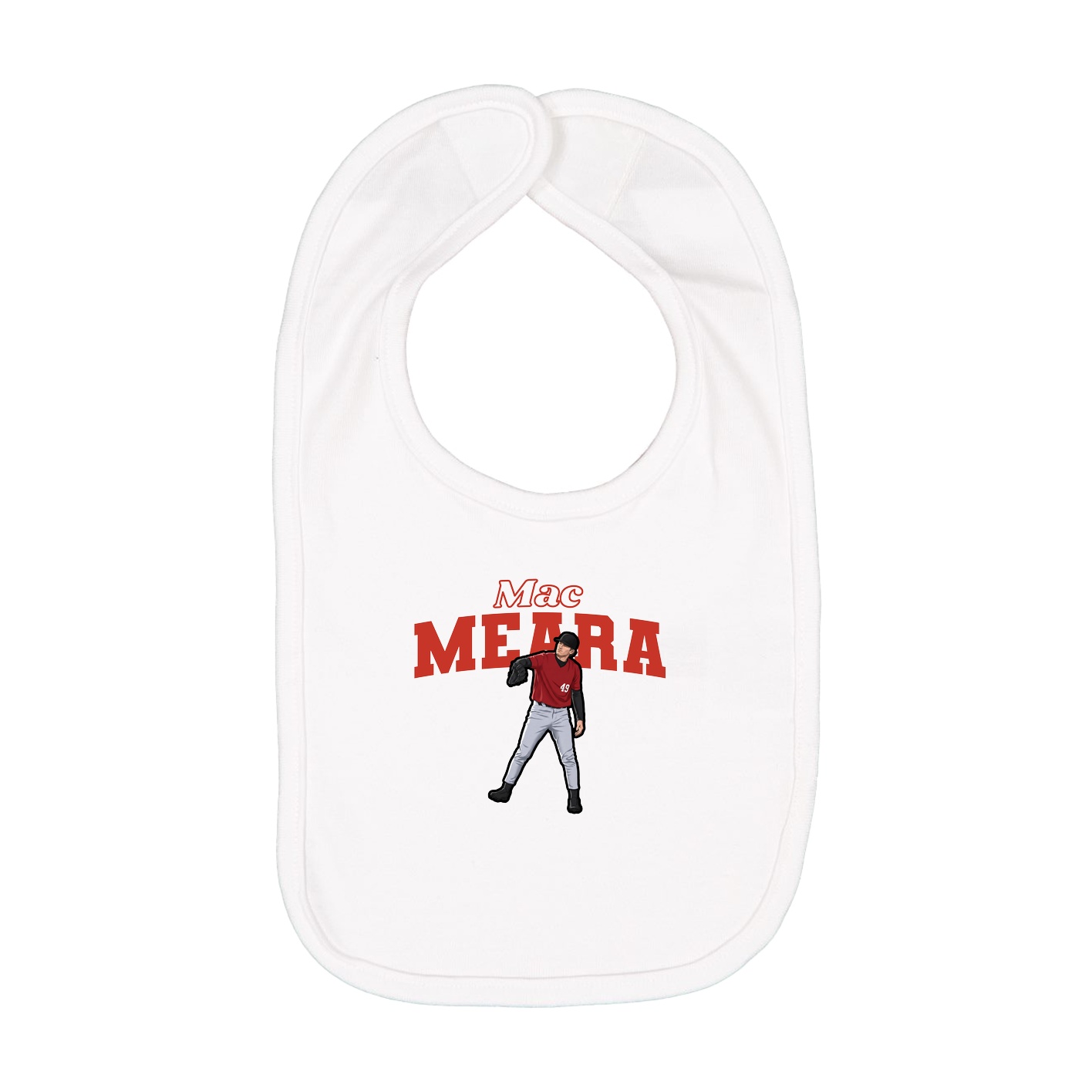 Infant Bib — Name Arch in White