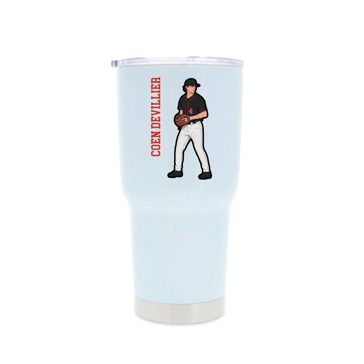 30oz Stainless Steel Tumbler — Name Vertical in White