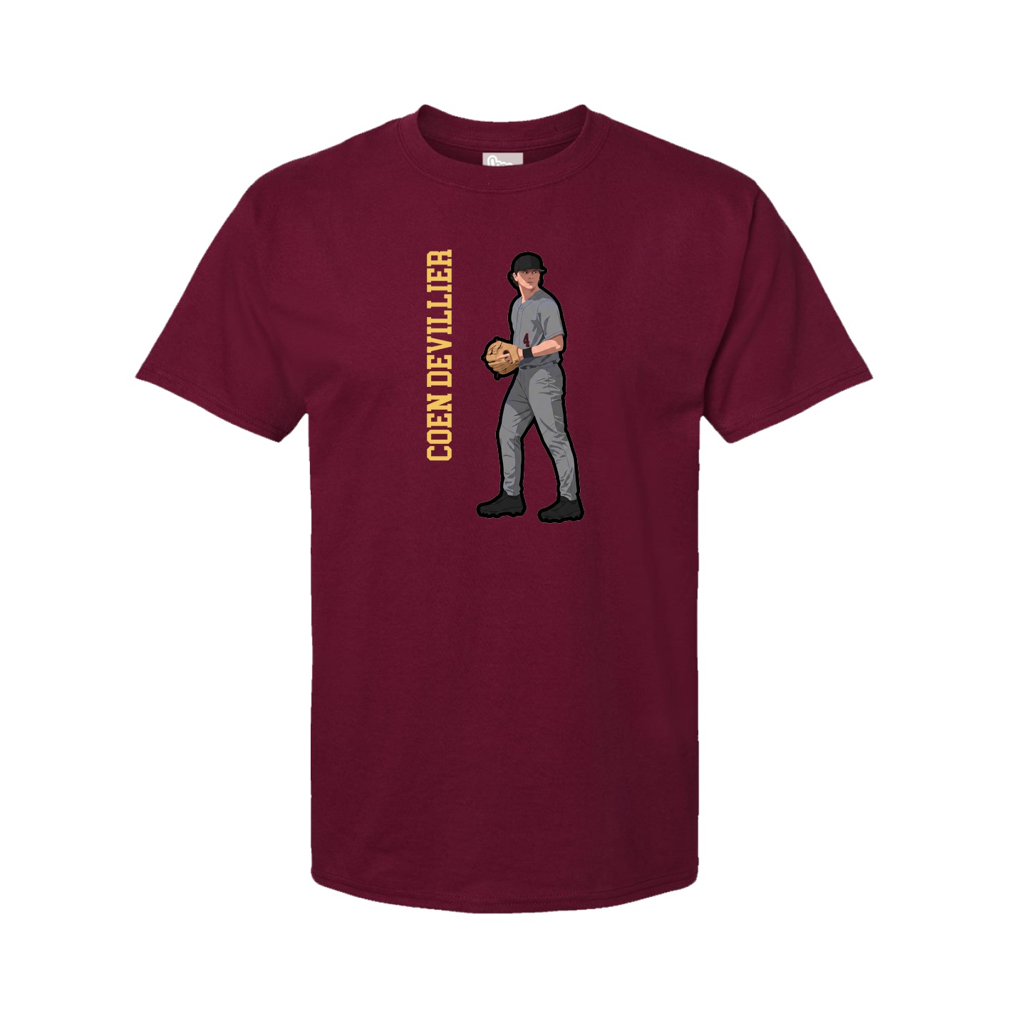 Youth Tee — Name Vertical in Cardinal