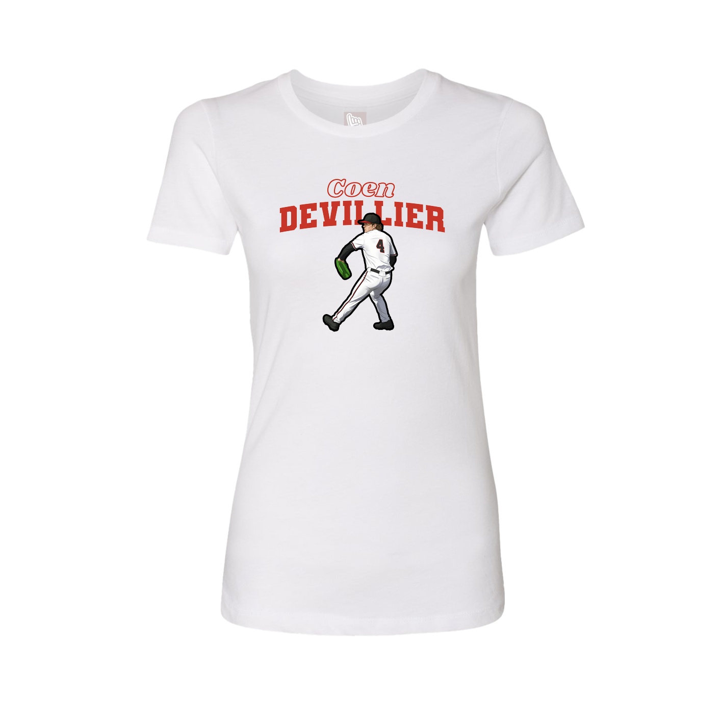 Fitted Women's Tee — Name Arch in White