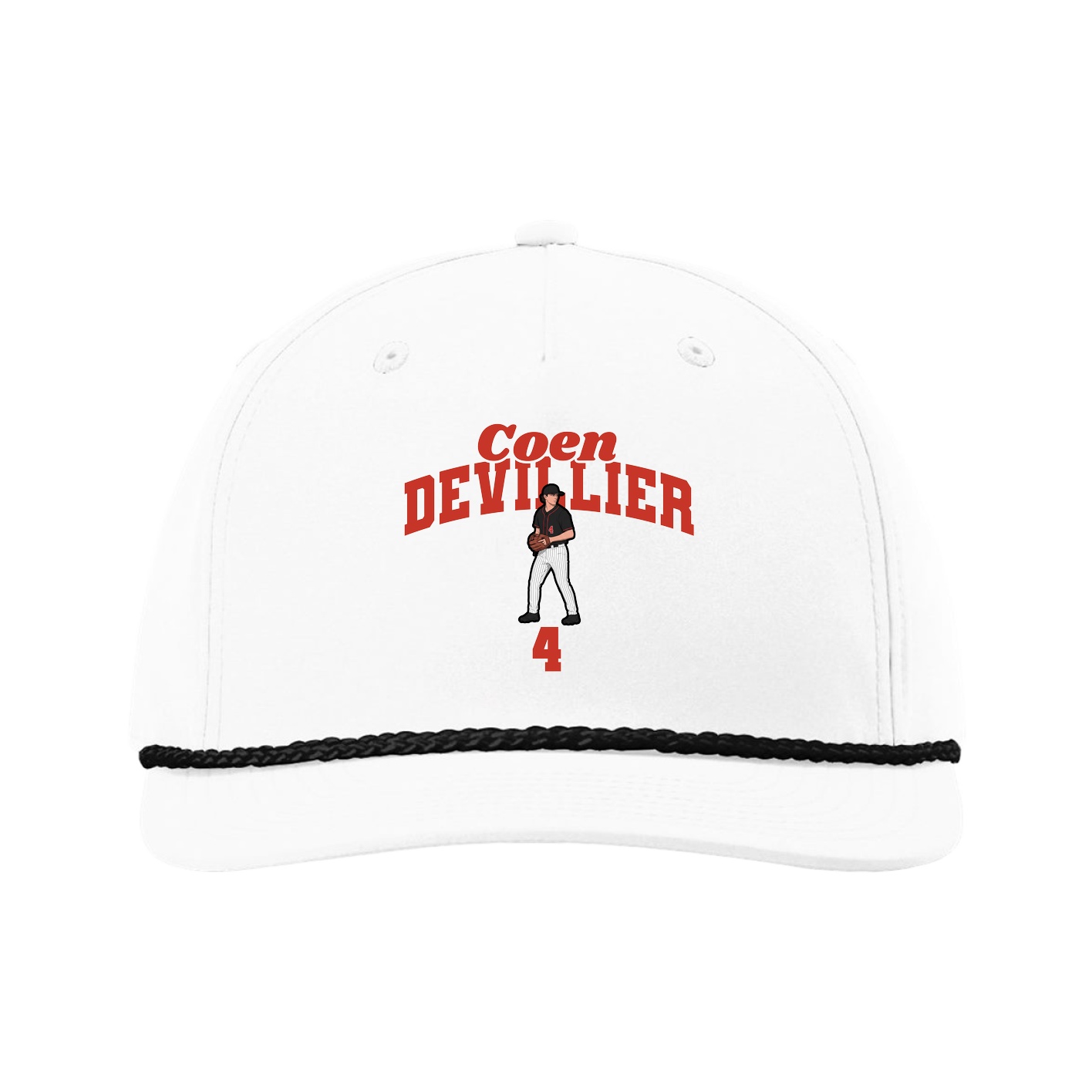 Five-Panel Classic Rope Cap — Signature Arch in White