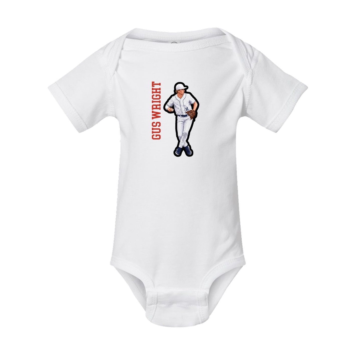Baby Onesie — Name Vertical in White