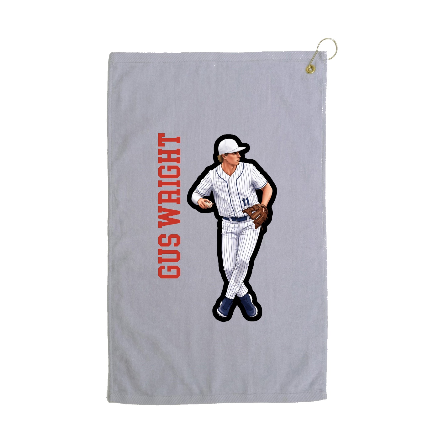 Golf Towel — Name Vertical in Grey