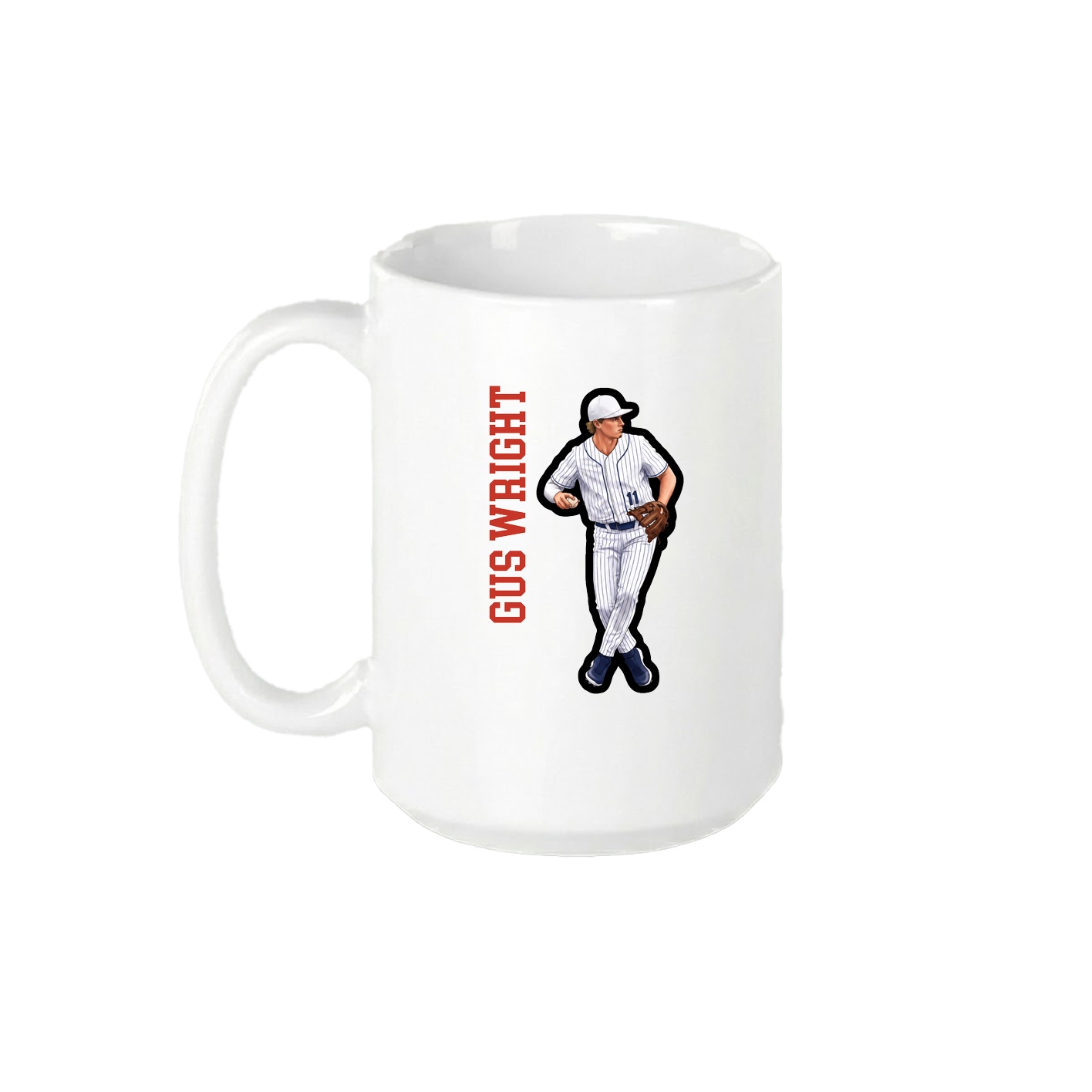 15oz Coffee Mug — Name Vertical in White