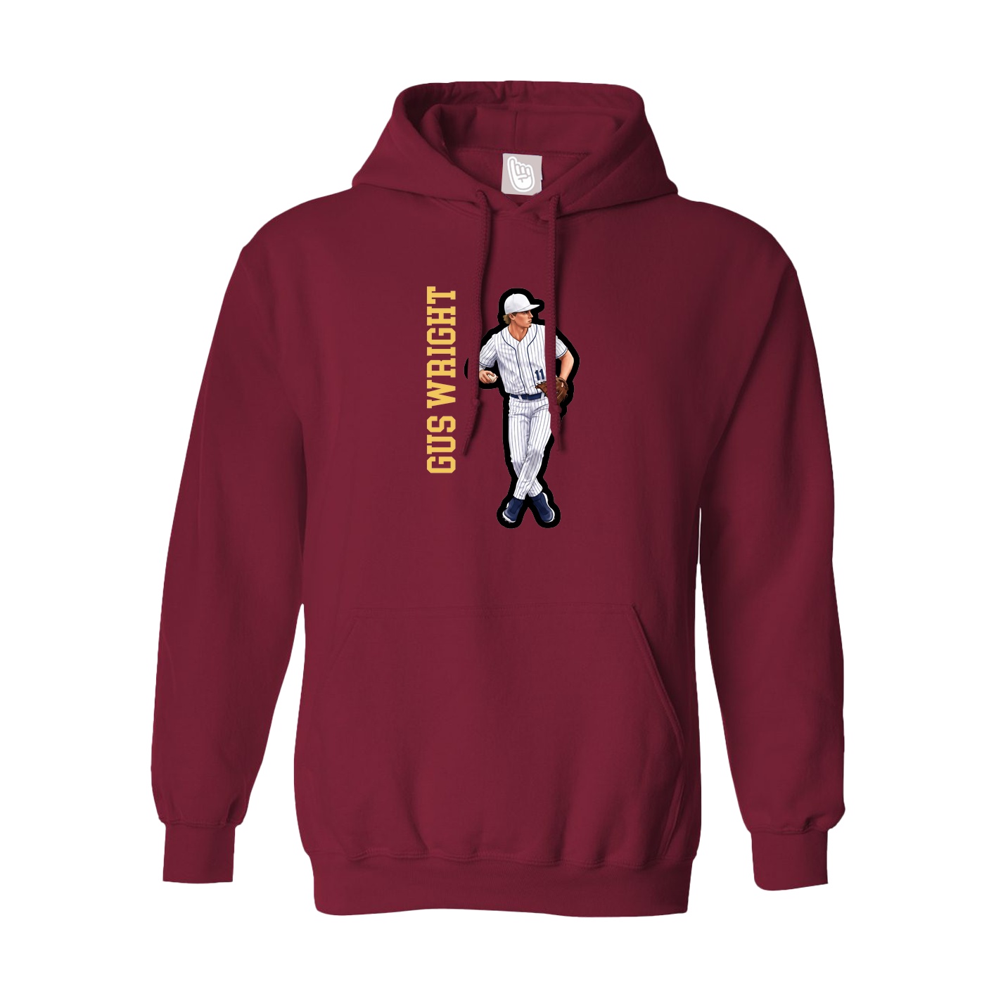 Hoodie — Name Vertical in Cardinal