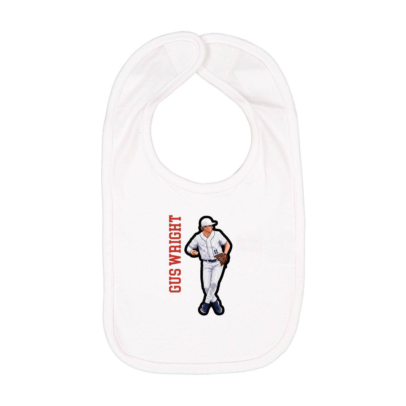 Infant Bib — Name Vertical in White