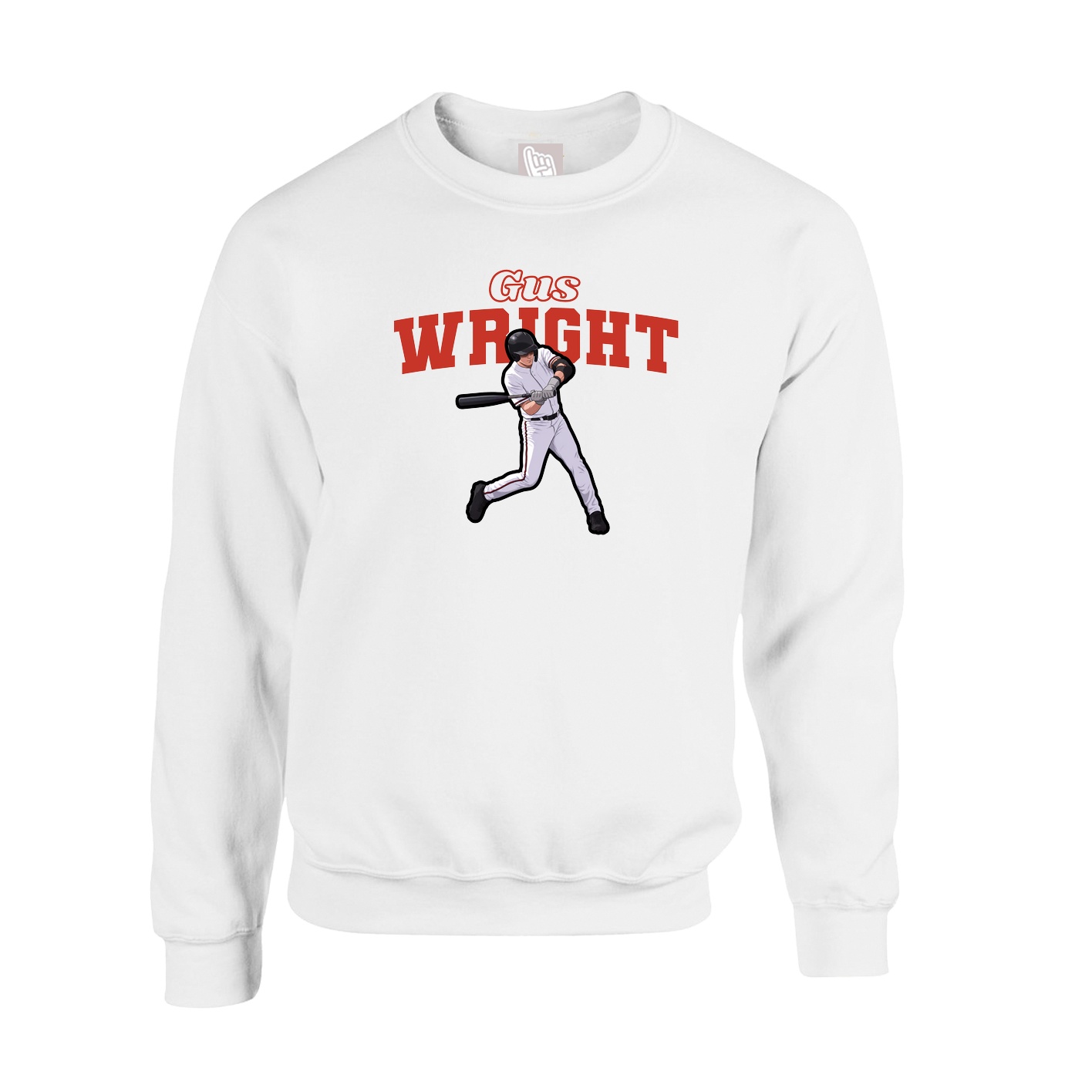 Fleece Crew — Name Arch in White