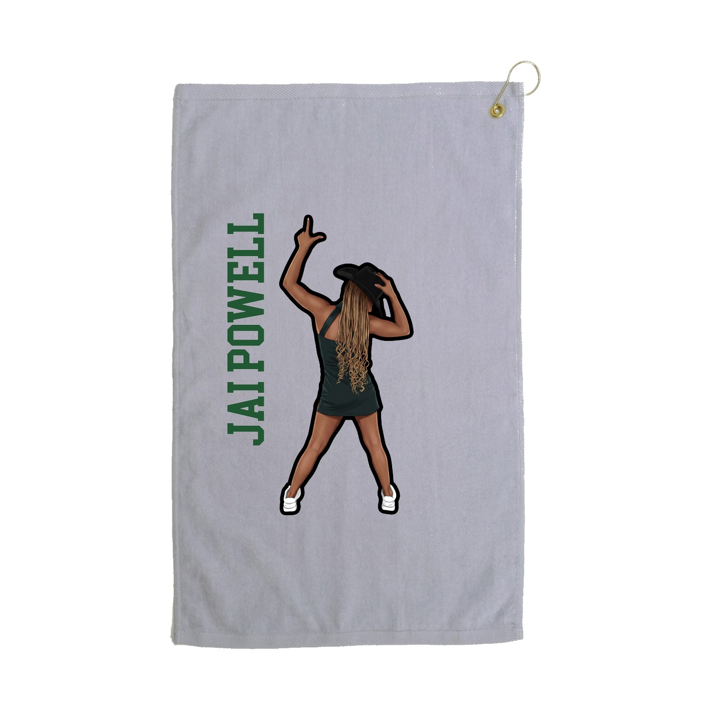 Golf Towel — Name Vertical in Grey