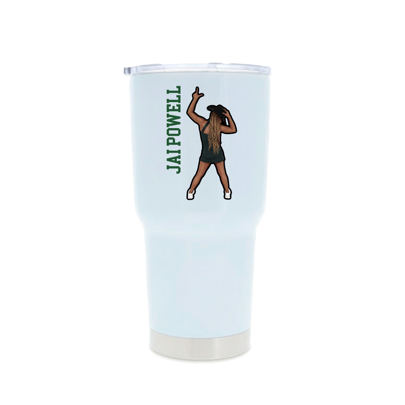 30oz Stainless Steel Tumbler — Name Vertical in White