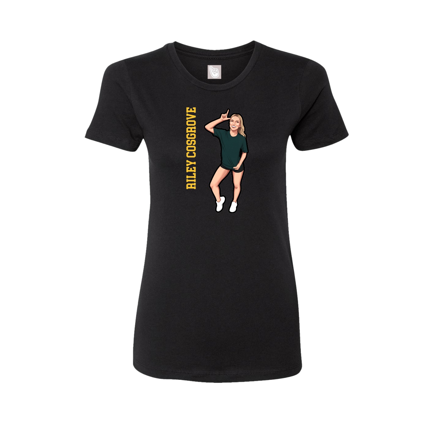 Fitted Women's Tee — Name Vertical in Black