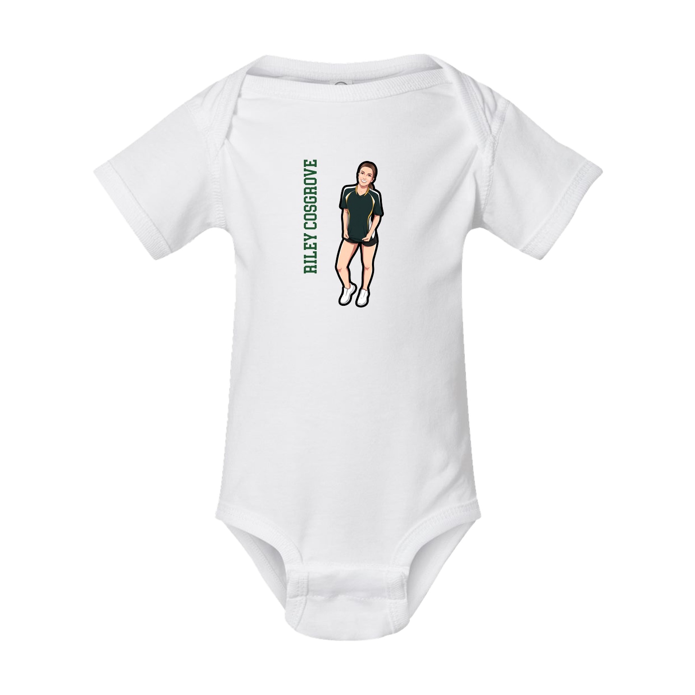 Baby Onesie — Name Vertical in White