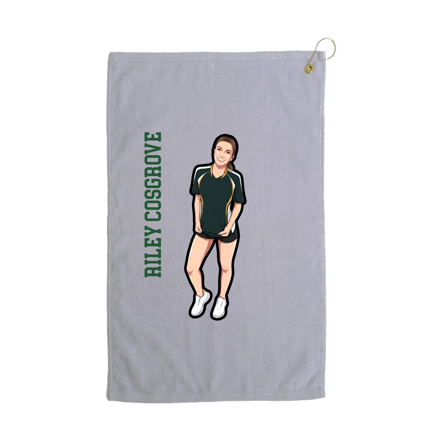 Golf Towel — Name Vertical in Grey