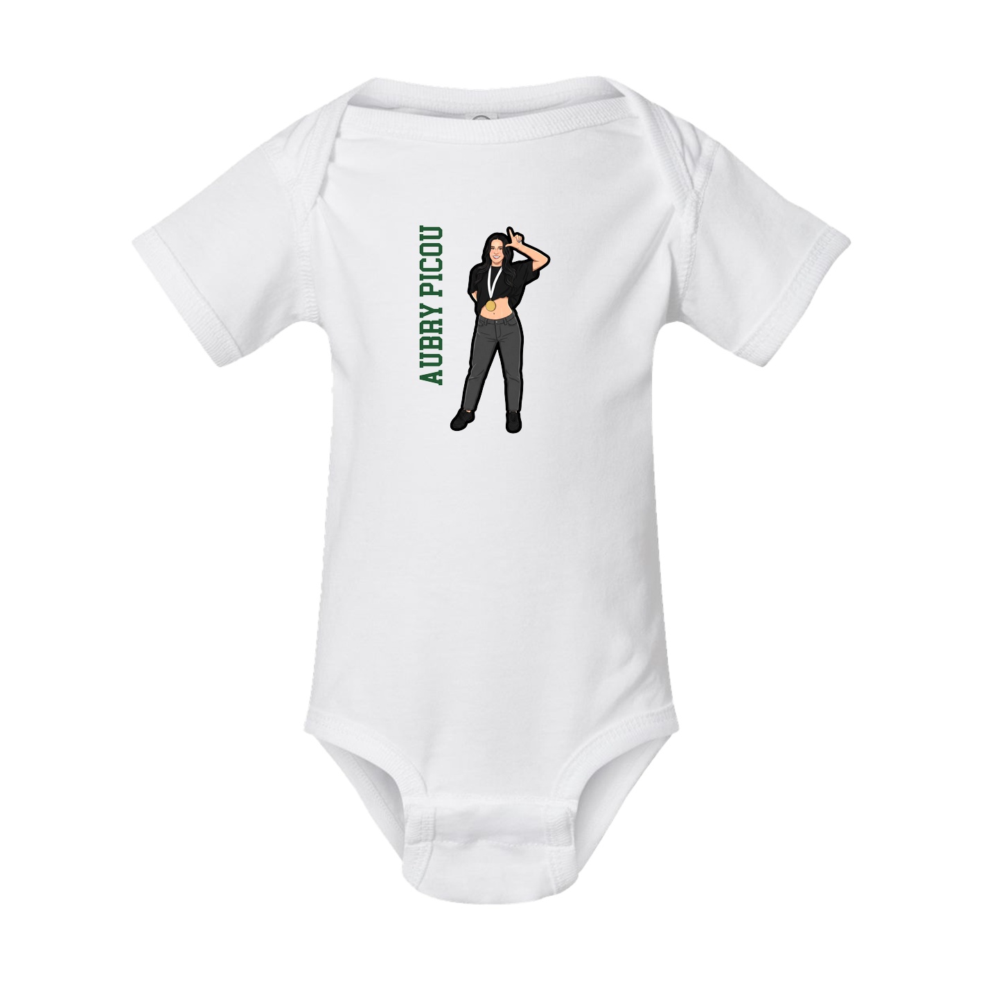 Baby Onesie — Name Vertical in White